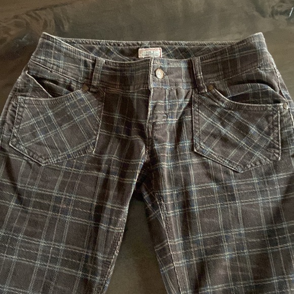 Women’s free people, low rise, straight leg, corduroy plaid pants - Picture 2 of 5